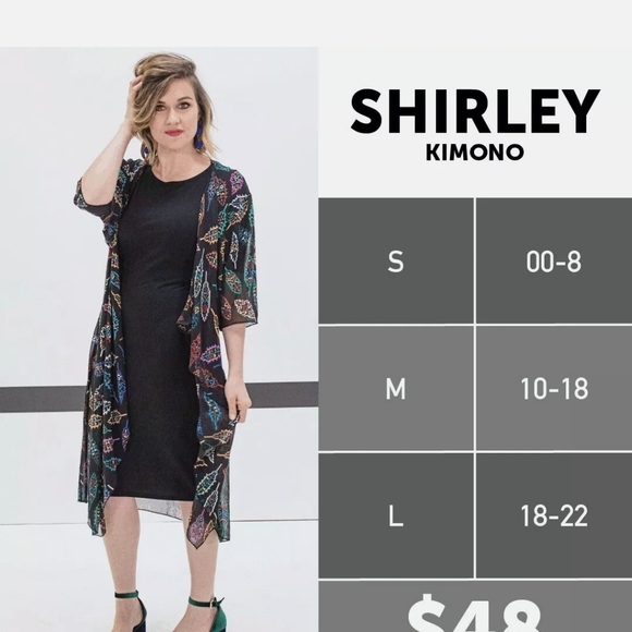 EUC LuLaRoe Shirley Large Yellow Red Roses Floral Kimono Wrap 🦄 L 18/22 - Picture 3 of 4